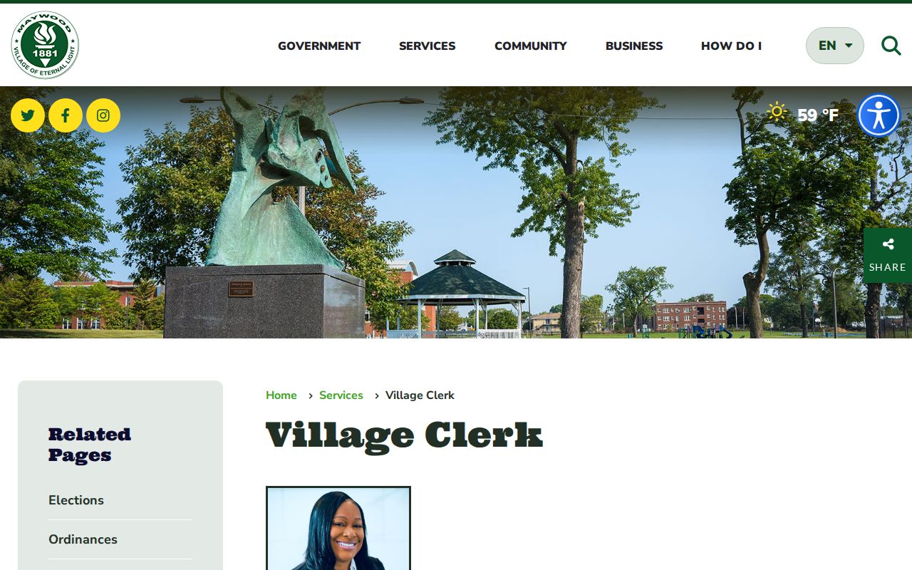 Maywood Village Clerk resident records and voter services