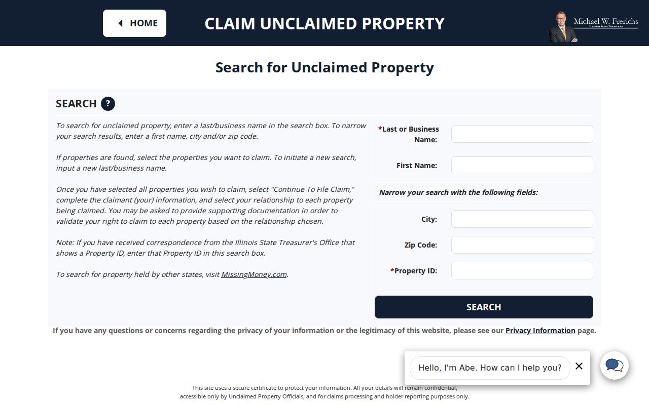 Maywood neighbors directory view of Illinois I-CASH claim search