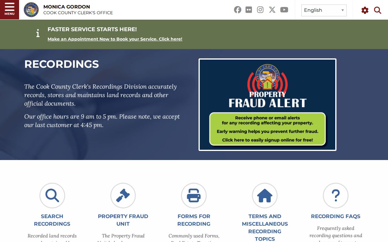 Cook County Clerk recordings information used for a Maywood deed chain